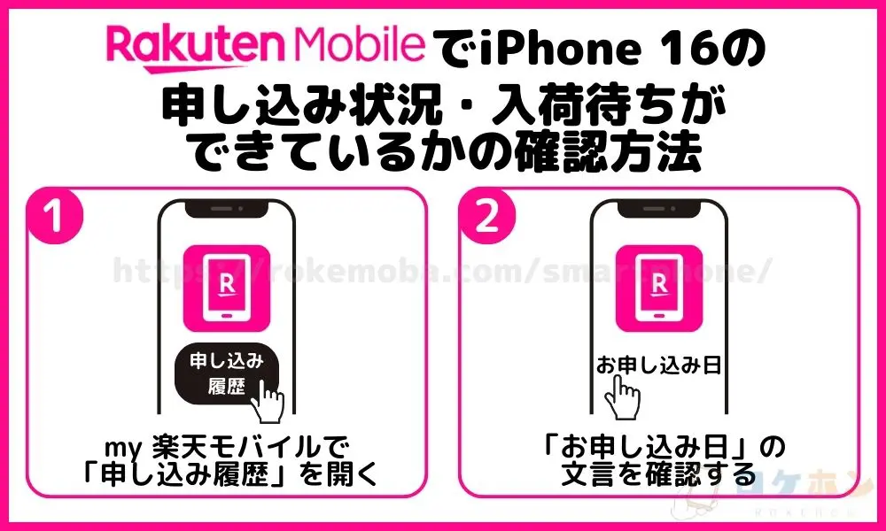 楽天モバイルでiPhone16の申し込み状況・入荷待ちができているかの確認方法